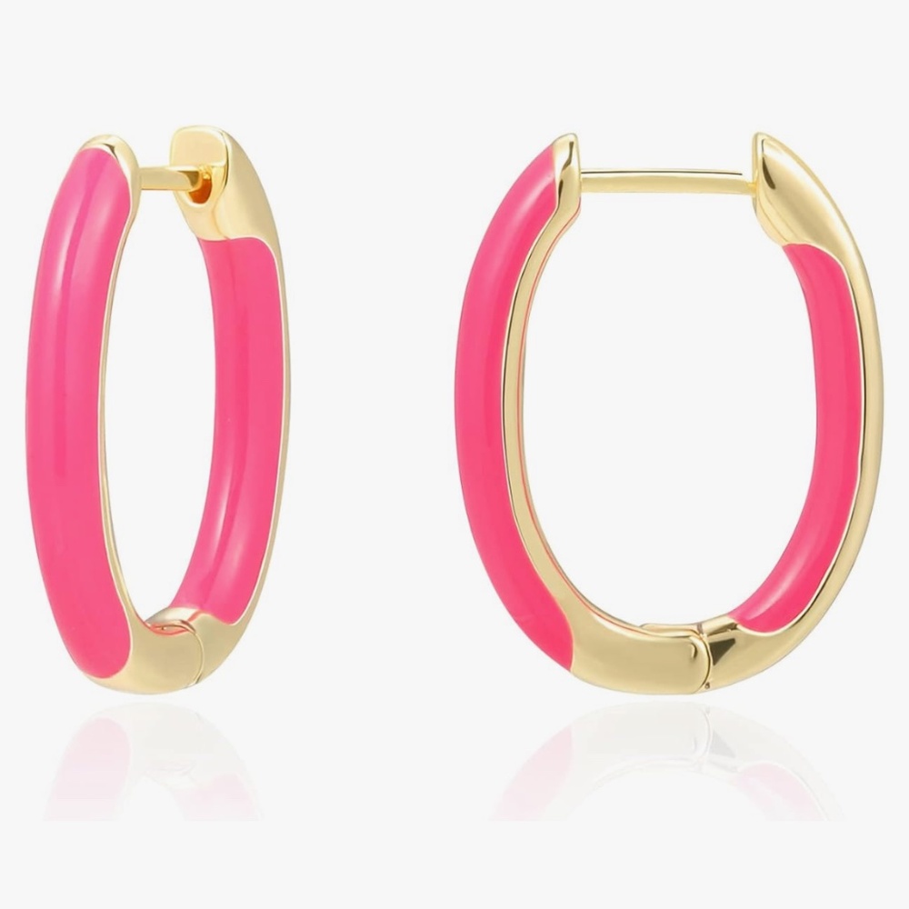 Small Pink/Gold Hoop Earrings